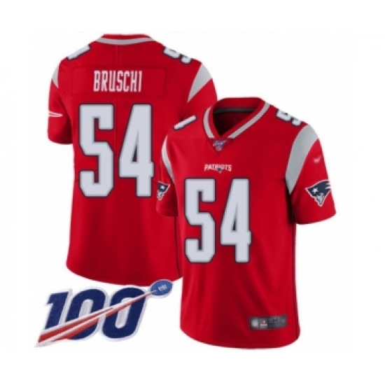 Youth New England Patriots 54 Tedy Bruschi Limited Red Inverted Legend 100th Season Football Jersey