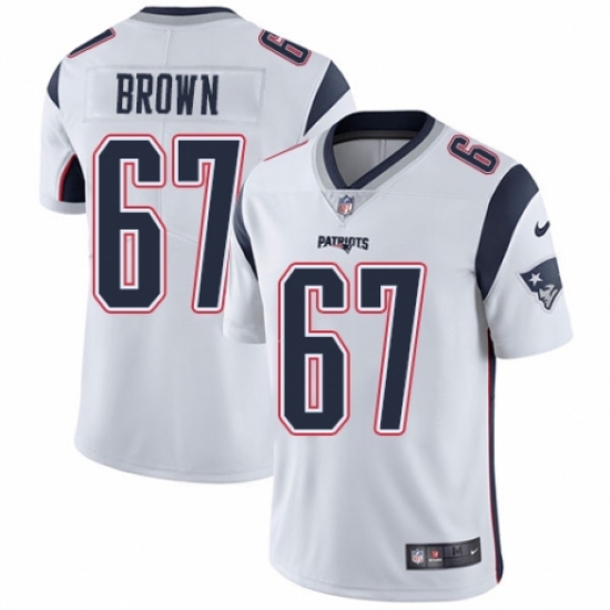 Men's Nike New England Patriots 67 Trent Brown White Vapor Untouchable Limited Player NFL Jersey