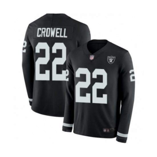 Men's Oakland Raiders 22 Isaiah Crowell Limited Black Therma Long Sleeve Football Jersey