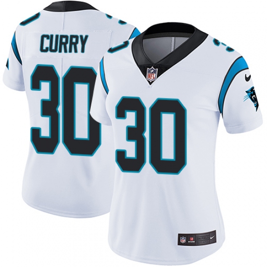 Women's Nike Carolina Panthers 30 Stephen Curry White Vapor Untouchable Limited Player NFL Jersey