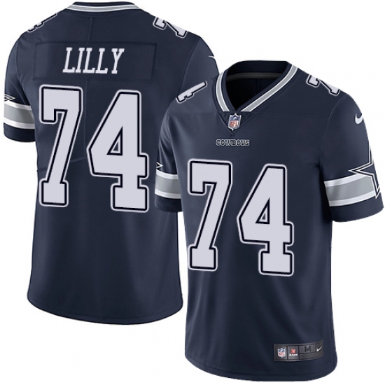 Men's Nike Dallas Cowboys 74 Bob Lilly Navy Blue Team Color Vapor Untouchable Limited Player NFL Jersey