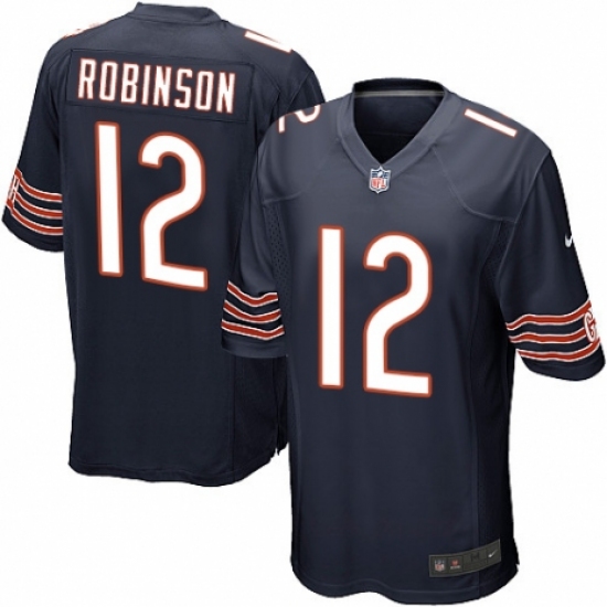 Men's Nike Chicago Bears 12 Allen Robinson Game Navy Blue Team Color NFL Jersey