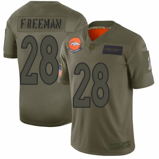 Women's Denver Broncos 28 Royce Freeman Limited Camo 2019 Salute to Service Football Jersey