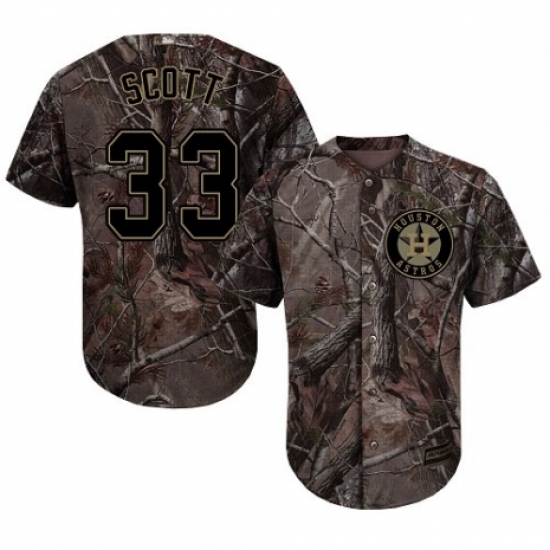 Youth Majestic Houston Astros 33 Mike Scott Authentic Camo Realtree Collection Flex Base MLB Jersey