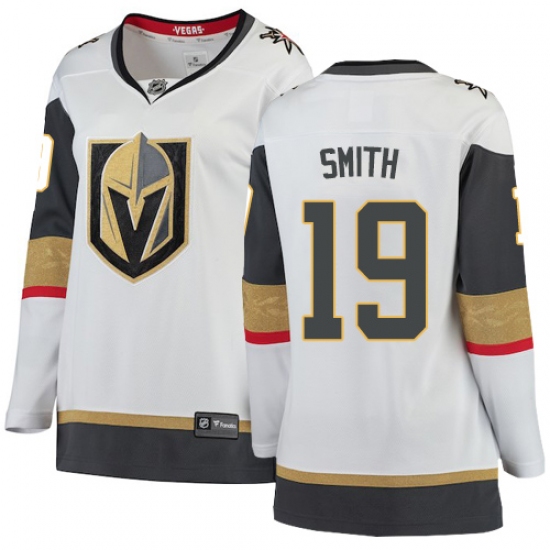 Women's Vegas Golden Knights 19 Reilly Smith Authentic White Away Fanatics Branded Breakaway NHL Jersey