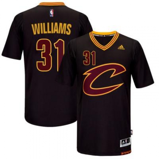 Men's Cleveland Cavaliers 31 Deron Williams adidas Black Sleeved Player Swingman Jersey