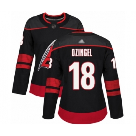 Women's Carolina Hurricanes 18 Ryan Dzingel Authentic Black Alternate Hockey Jersey