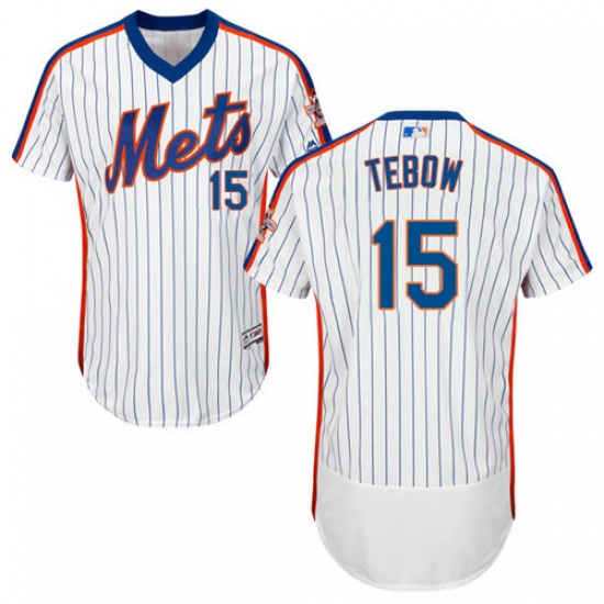 Men's Majestic New York Mets 15 Tim Tebow White/Royal Flexbase Authentic Collection MLB Jersey