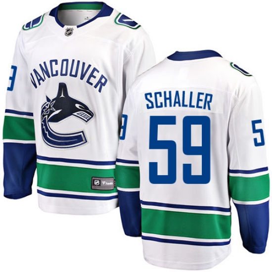 Youth Vancouver Canucks 59 Tim Schaller Fanatics Branded White Away Breakaway NHL Jersey