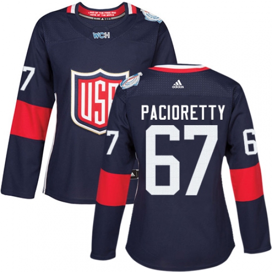 Women's Adidas Team USA 67 Max Pacioretty Premier Navy Blue Away 2016 World Cup Hockey Jersey