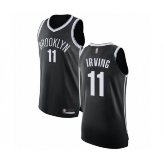 Men's Brooklyn Nets 11 Kyrie Irving Authentic Black Basketball Jersey - Icon Edition