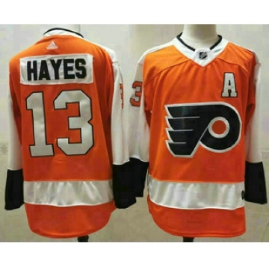 Men's Philadelphia Flyers 13 Kevin Hayes Orange White Stitched NHL Jersey