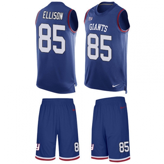 Men's Nike New York Giants 85 Rhett Ellison Limited Royal Blue Tank Top Suit NFL Jersey