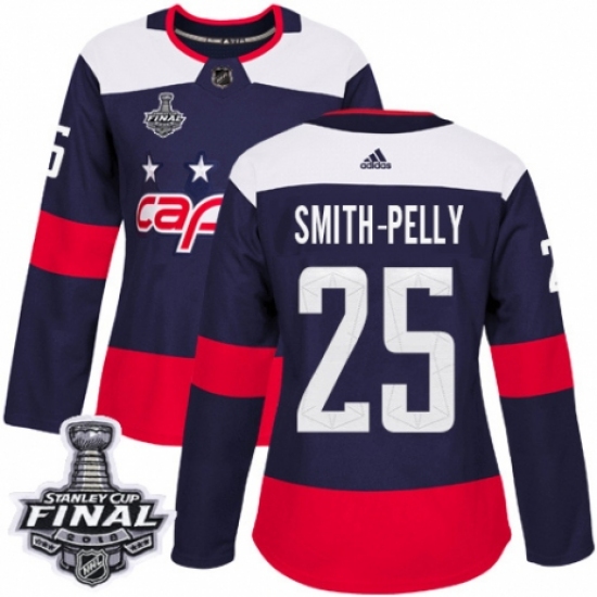 Women's Adidas Washington Capitals 25 Devante Smith-Pelly Authentic Navy Blue 2018 Stadium Series 2018 Stanley Cup Final NHL Jersey