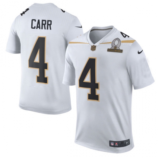 Men's Nike Oakland Raiders 4 Derek Carr Elite White Team Rice 2016 Pro Bowl NFL Jersey