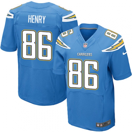 Men's Nike Los Angeles Chargers 86 Hunter Henry Elite Electric Blue Alternate NFL Jersey