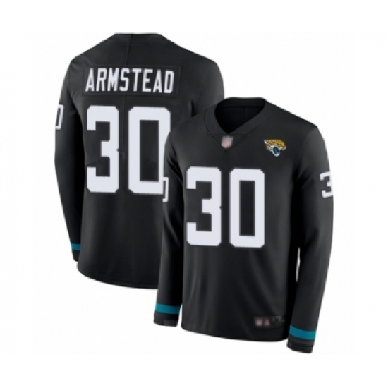 Youth Jacksonville Jaguars 30 Ryquell Armstead Limited Black Therma Long Sleeve Football Jersey