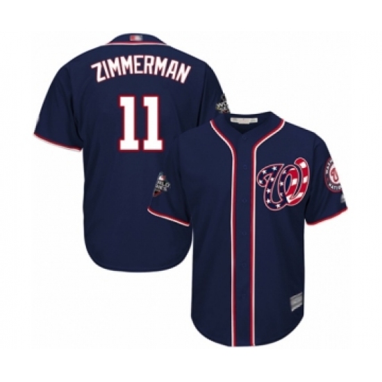 Youth Washington Nationals 11 Ryan Zimmerman Authentic Navy Blue Alternate 2 Cool Base 2019 World Series Bound Baseball Jersey