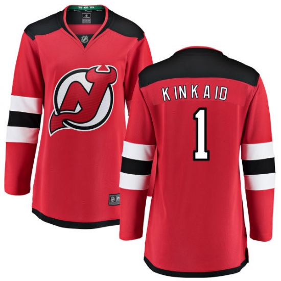 Women's New Jersey Devils 1 Keith Kinkaid Fanatics Branded Red Home Breakaway NHL Jersey