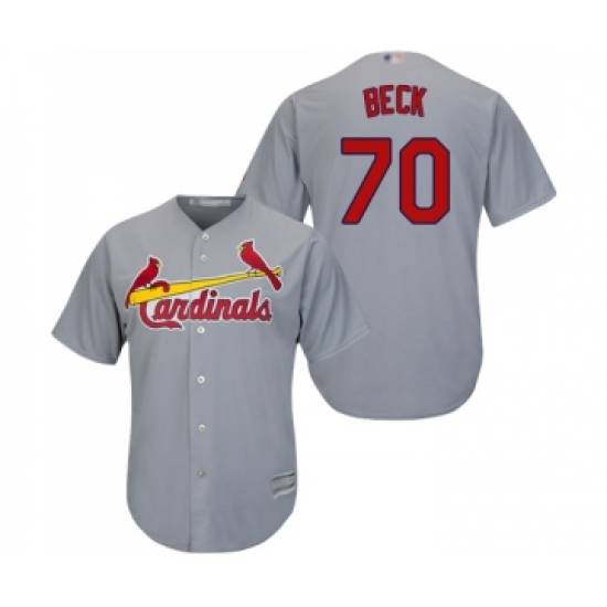 Men's St. Louis Cardinals 70 Chris Beck Replica Grey Road Cool Base Baseball Jersey