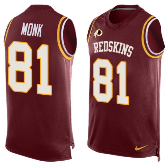 Men's Nike Washington Redskins 81 Art Monk Limited Red Player Name & Number Tank Top NFL Jersey