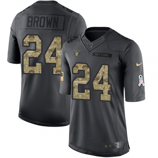Men's Nike Oakland Raiders 24 Willie Brown Limited Black 2016 Salute to Service NFL Jersey