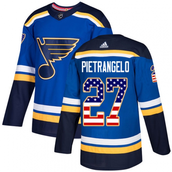 Men's Adidas St. Louis Blues 27 Alex Pietrangelo Authentic Blue USA Flag Fashion NHL Jersey