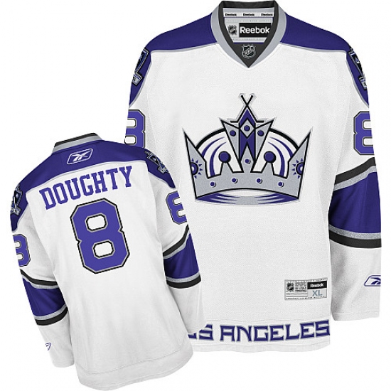 Men's Reebok Los Angeles Kings 8 Drew Doughty Premier White NHL Jersey