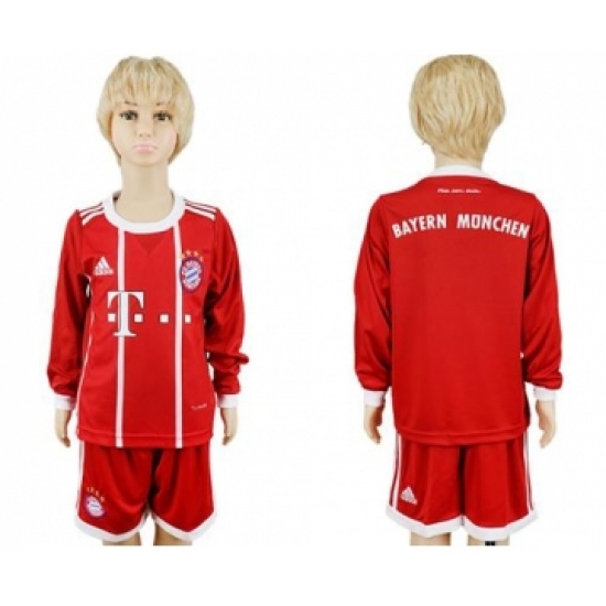 Bayern Munchen Blank Home Long Sleeves Kid Soccer Club Jersey