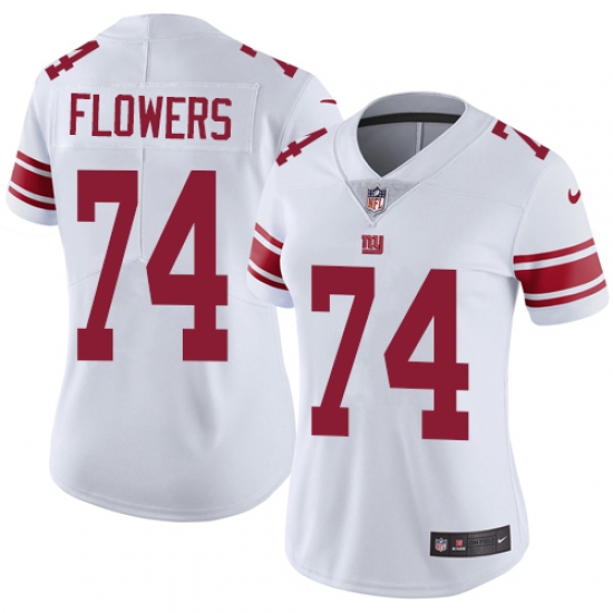 Women's Nike New York Giants 74 Ereck Flowers Elite White NFL Jersey