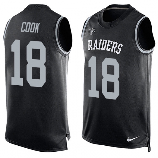 Men's Nike Oakland Raiders 18 Connor Cook Limited Black Player Name & Number Tank Top NFL Jersey