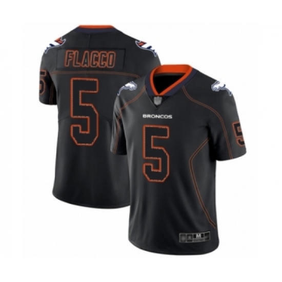 Men's Denver Broncos 5 Joe Flacco Limited Lights Out Black Rush Football Jersey