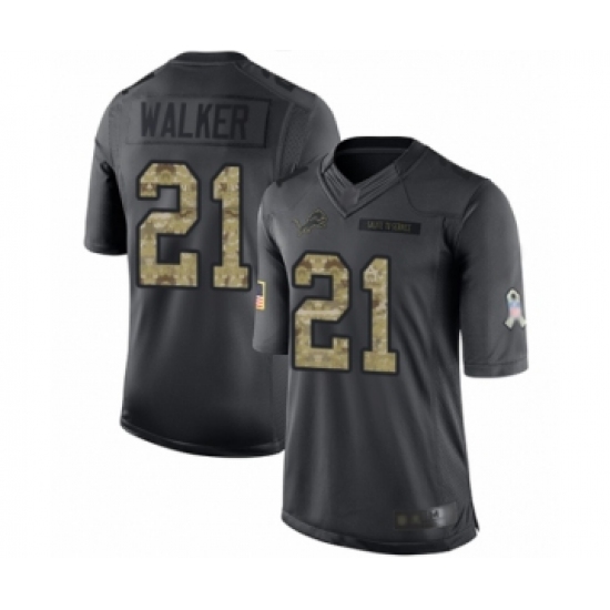 Men's Detroit Lions 21 Tracy Walker Limited Black 2016 Salute to Service Football Jersey