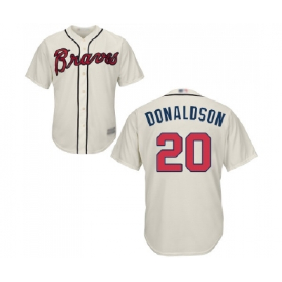 Men's Atlanta Braves 20 Josh Donaldson Replica Cream Alternate 2 Cool Base Baseball Jersey