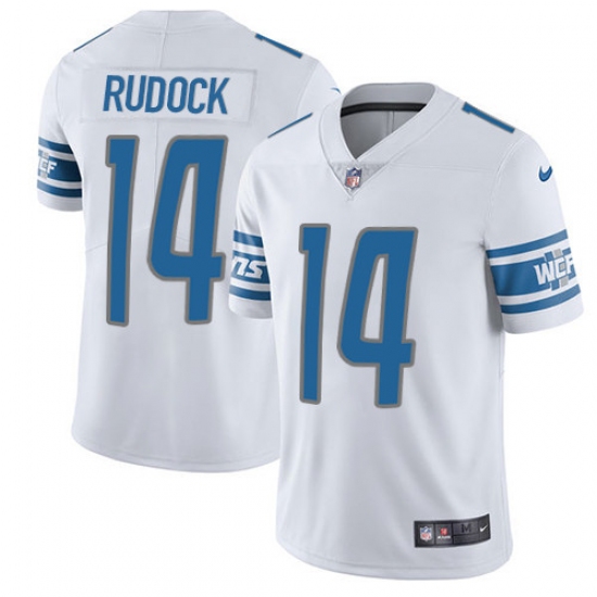 Men's Nike Detroit Lions 14 Jake Rudock Limited White Vapor Untouchable NFL Jersey