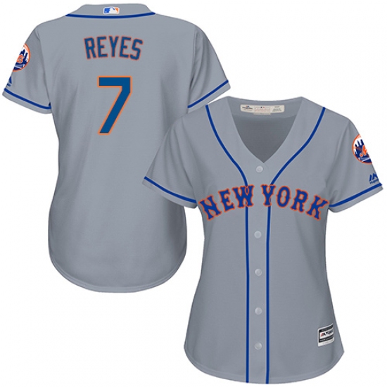 Women's Majestic New York Mets 7 Jose Reyes Authentic Grey Road Cool Base MLB Jersey