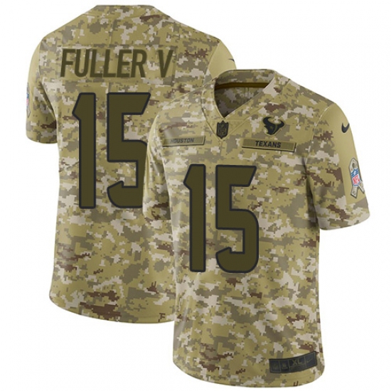 Men's Nike Houston Texans 15 Will Fuller V Limited Camo 2018 Salute to Service NFL Jersey