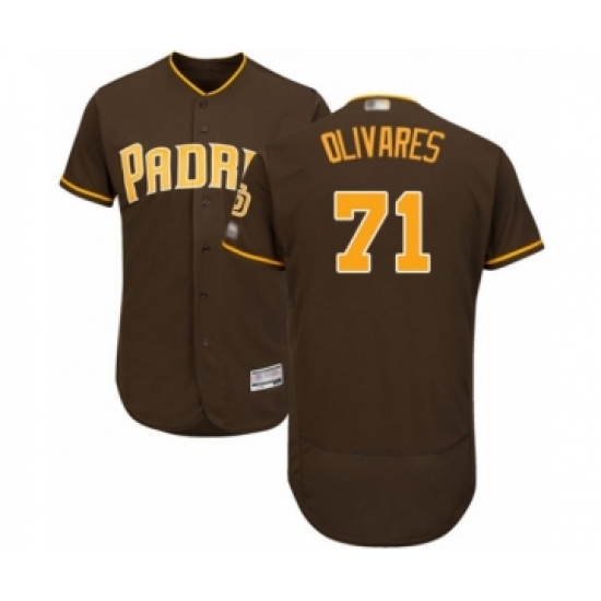 Men's San Diego Padres 71 Edward Olivares Brown Alternate Flex Base Authentic Collection Baseball Player Jersey