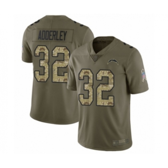 Youth Los Angeles Chargers 32 Nasir Adderley Limited Olive Camo 2017 Salute to Service Football Jersey