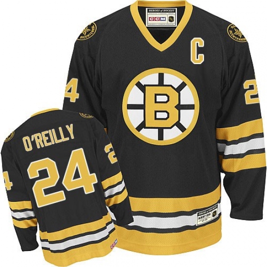 Men's CCM Boston Bruins 24 Terry O'Reilly Premier Black Throwback NHL Jersey