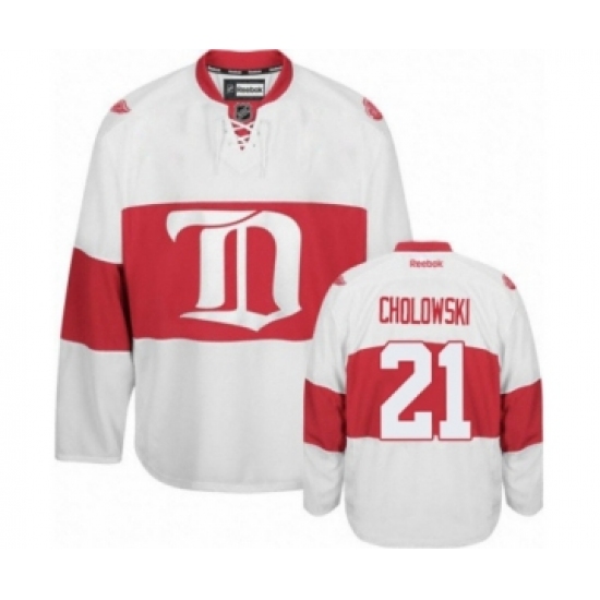 Men's Reebok Detroit Red Wings 21 Dennis Cholowski Premier White Third NHL Jersey