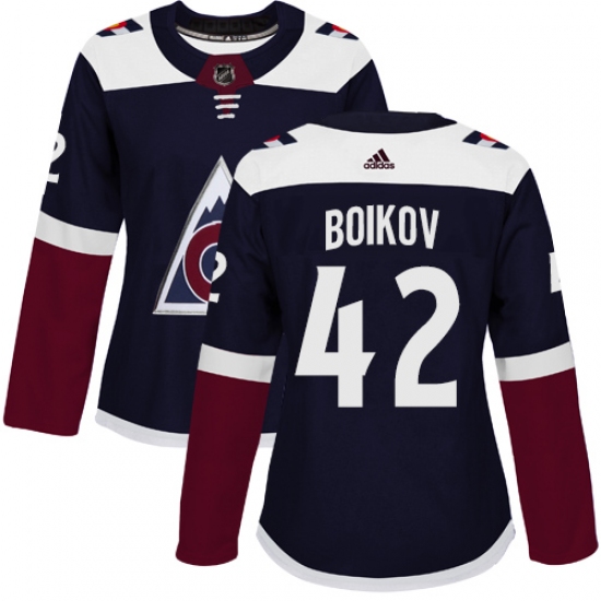 Women's Adidas Colorado Avalanche 42 Sergei Boikov Authentic Navy Blue Alternate NHL Jersey