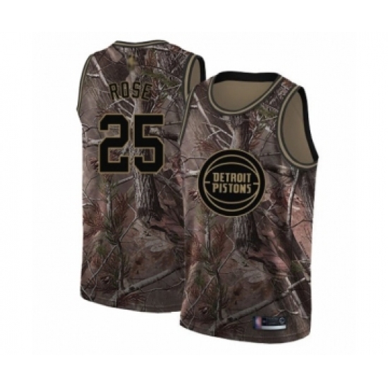 Women's Detroit Pistons 25 Derrick Rose Swingman Camo Realtree Collection Basketball Jersey