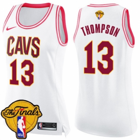 Women's Nike Cleveland Cavaliers 13 Tristan Thompson Swingman White/Pink Fashion 2018 NBA Finals Bound NBA Jersey