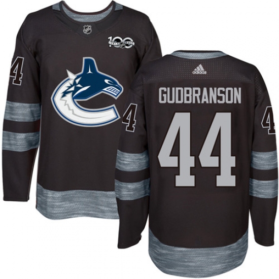 Men's Reebok Vancouver Canucks 44 Erik Gudbranson Premier Black 1917-2017 100th Anniversary NHL Jersey