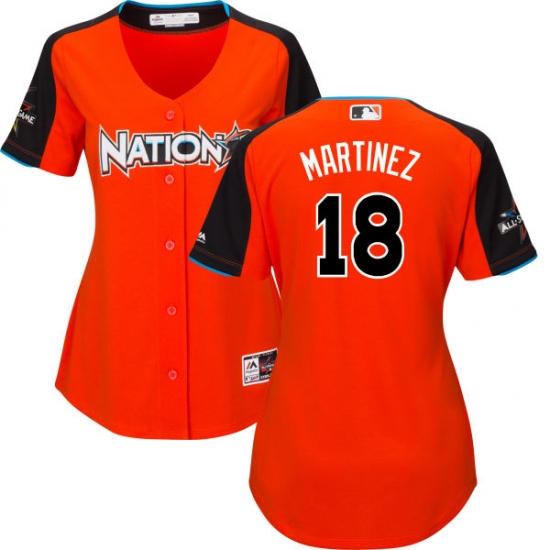 Women's Majestic St. Louis Cardinals 18 Carlos Martinez Authentic Orange National League 2017 MLB All-Star MLB Jersey