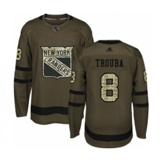 Men's New York Rangers 8 Jacob Trouba Authentic Green Salute to Service Hockey Jersey