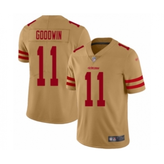 Men's San Francisco 49ers 11 Marquise Goodwin Limited Gold Inverted Legend Football Jersey
