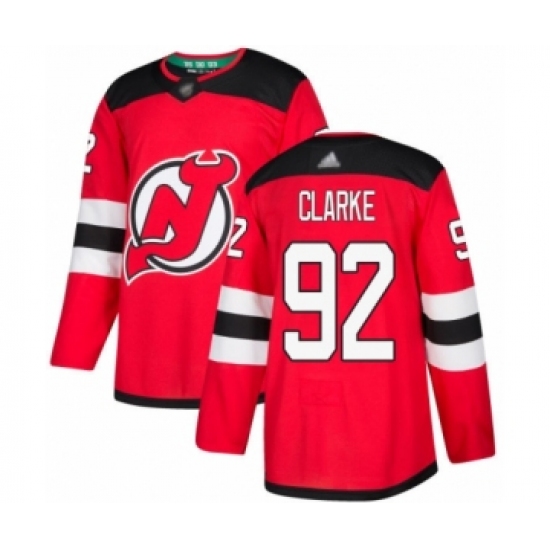 Men's New Jersey Devils 92 Graeme Clarke Authentic Red Home Hockey Jersey