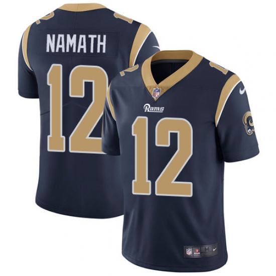 Men's Nike Los Angeles Rams 12 Joe Namath Navy Blue Team Color Vapor Untouchable Limited Player NFL Jersey